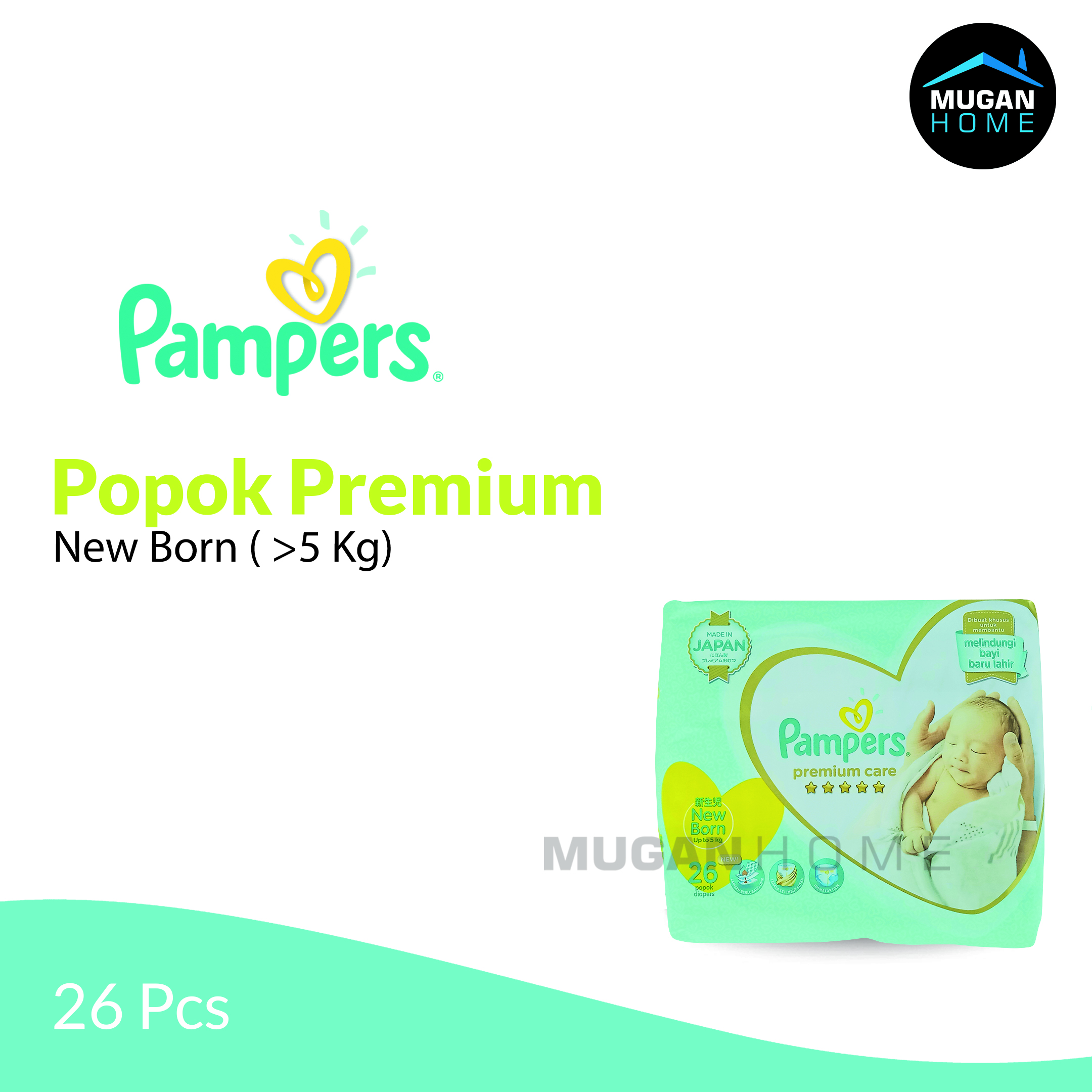 PAMPERS PREMIUM CARE BABY DIAPERS NEW BORN 0-5 KG 26PCS/PACK