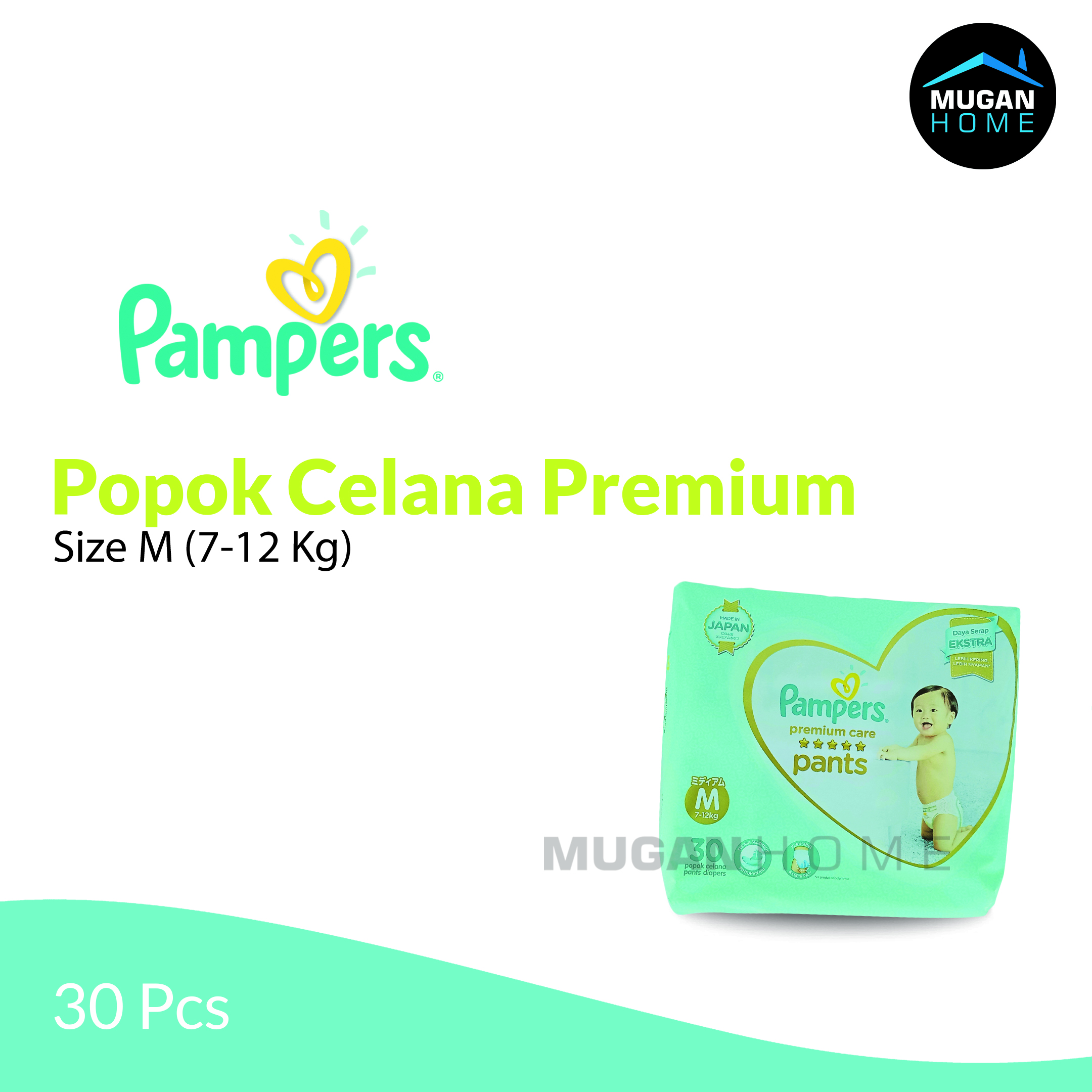 PAMPERS PREMIUM CARE BABY DIAPERS M 7-12 KG 30PCS/PACK
