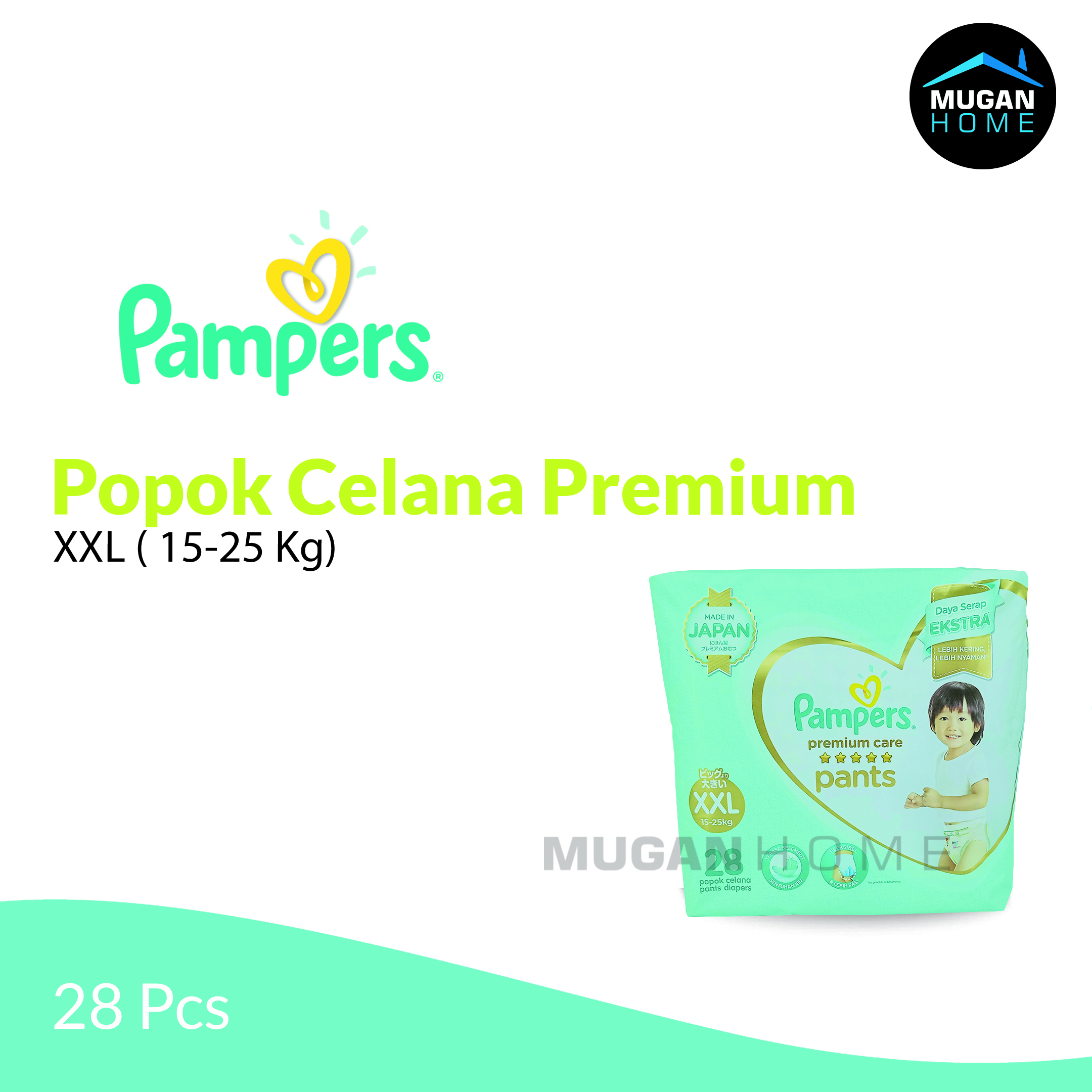 PAMPERS PREMIUM CARE BABY DIAPERS XXL 15-25 KG 28PCS/PACK