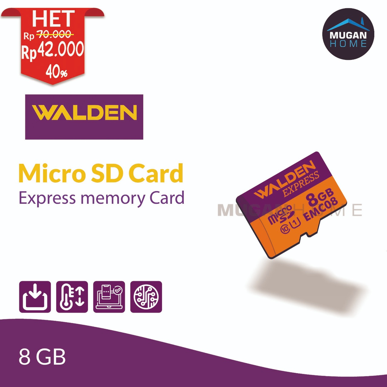 WALDEN EXPRESS MEMORY CARD MICRO SD 8GB 100MBPS