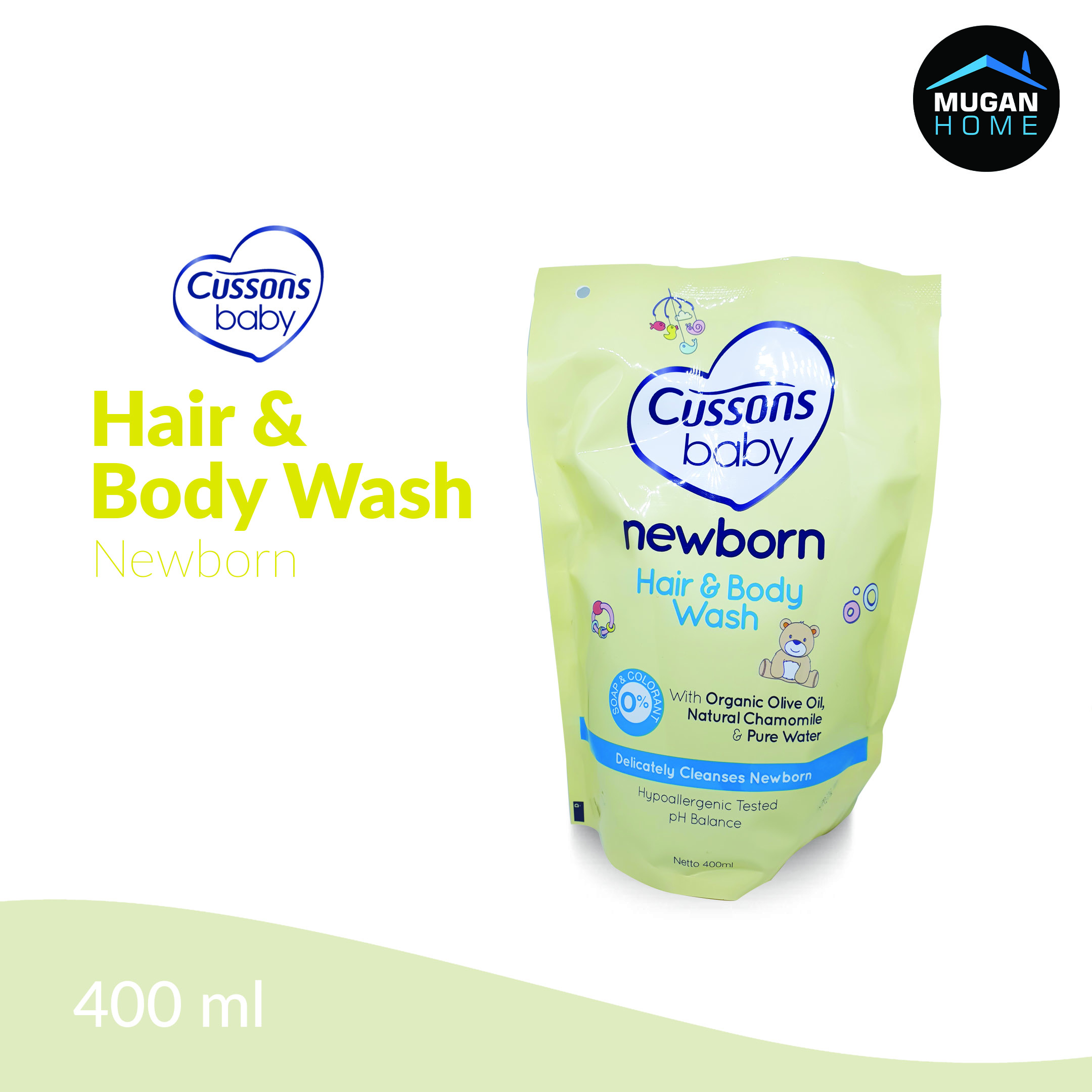 CUSSONS BABY HAIR & BODY WASH 400ML NEW BORN DOY