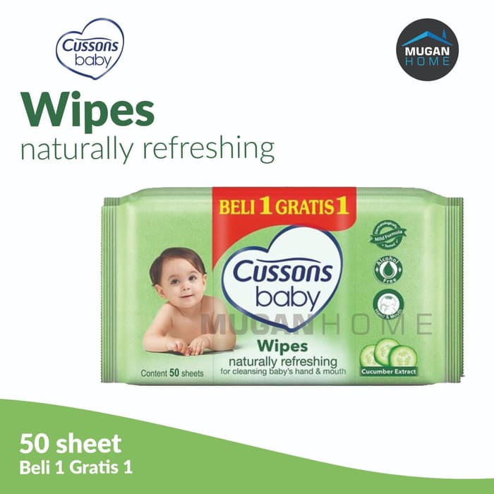 CUSSONS BABY WIPES 50SHEETS NATURALLY REFRESHING BUY 1 GET 1