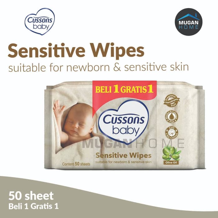 CUSSONS BABY SENSITIVE WIPES 50SHEETS BUY 1 GET 1